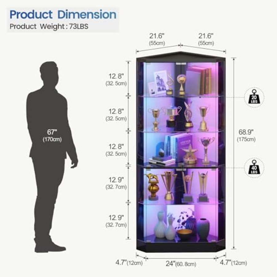 Corner Display Case with RGB L - Display Case Acrylic recension och pris