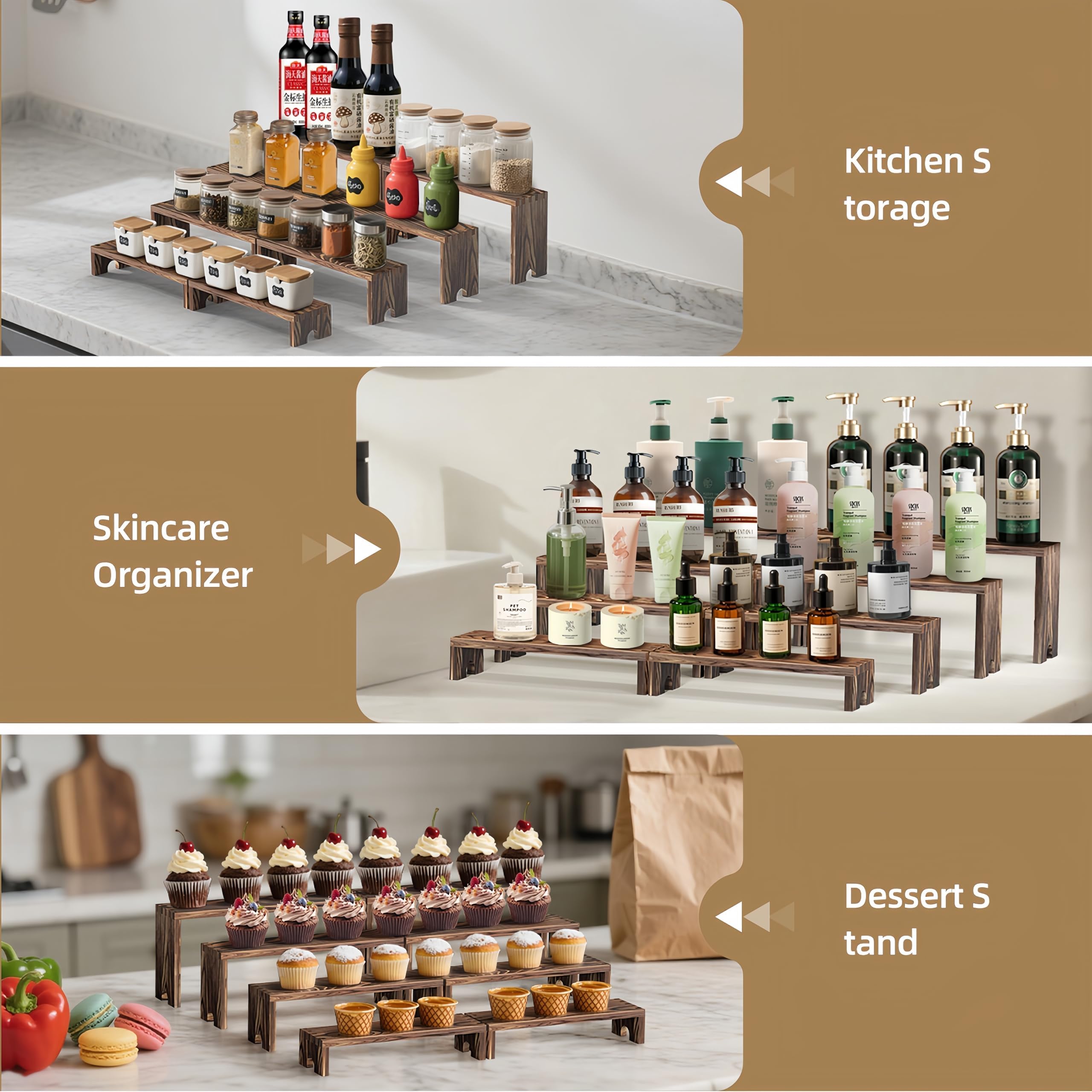2 Set Wooden Tiered Risers Dis - Display Risers Set recension och pris